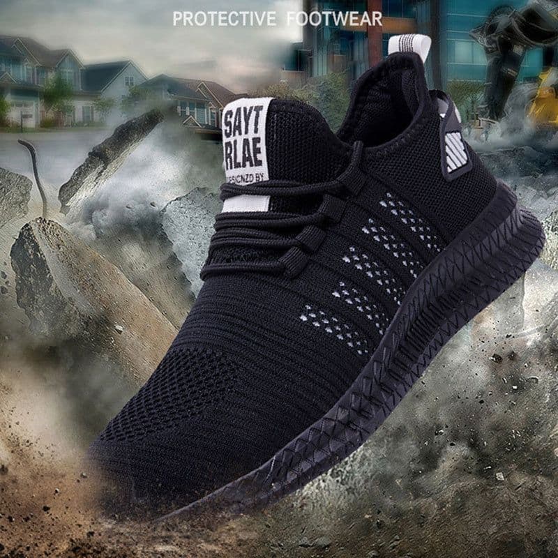 image-Work Safety Shoes Breathable Anti-Puncture Sneakers Men Air Cushion Indestructible Steel Toe Shoes