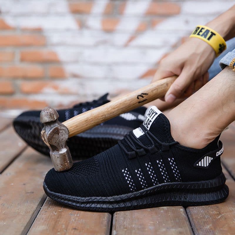 image-Work Safety Shoes Breathable Anti-Puncture Sneakers Men Air Cushion Indestructible Steel Toe Shoes