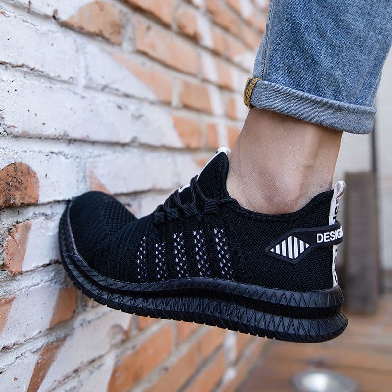 image-Work Safety Shoes Breathable Anti-Puncture Sneakers Men Air Cushion Indestructible Steel Toe Shoes