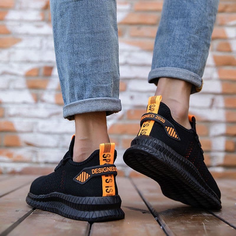 image-Work Safety Shoes Breathable Anti-Puncture Sneakers Men Air Cushion Indestructible Steel Toe Shoes