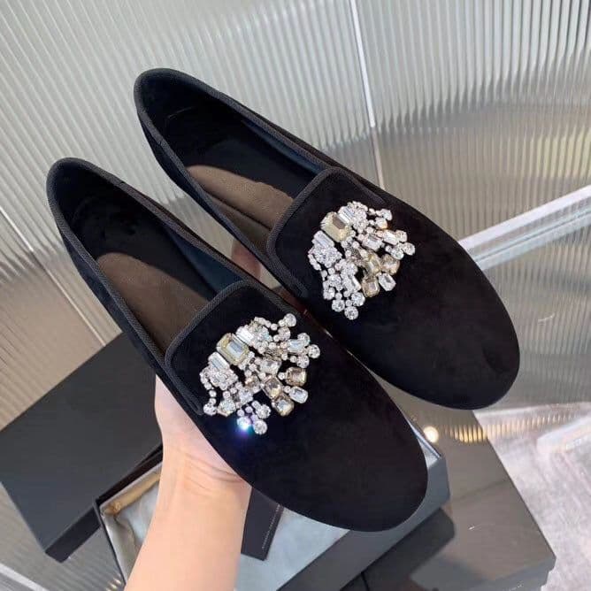 image-Deep Mouth Round Toe Small Country Style Flat Shoes Rhinestone Low Top