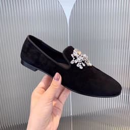 image-Deep Mouth Round Toe Small Country Style Flat Shoes Rhinestone Low Top