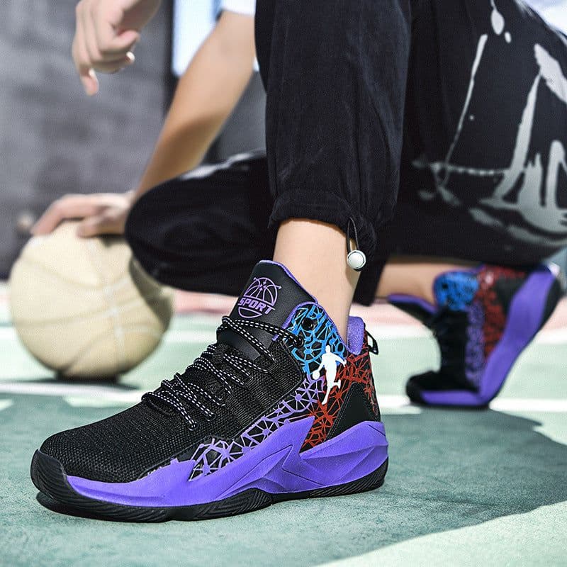 image-Men's High-top Breathable Non-slip Wear-resistant Shock-absorbing Sneakers
