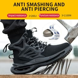 image-Men's Anti-smash And Anti-puncture Steel Toe High-top Safety Shoes