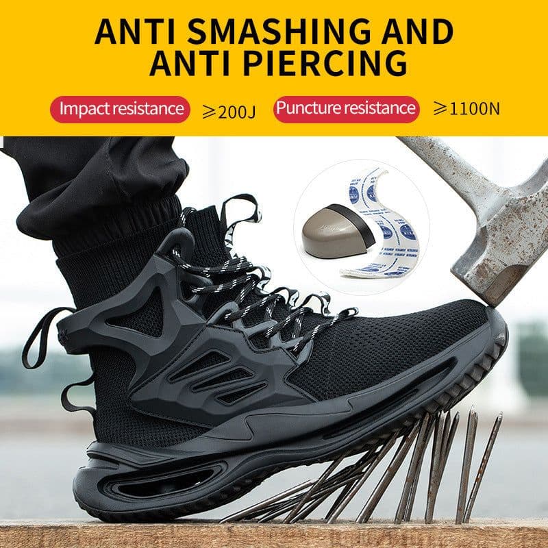 image-Men's Anti-smash And Anti-puncture Steel Toe High-top Safety Shoes