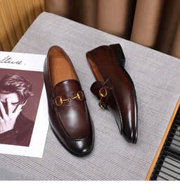 image-Men's Fashion British Vintage Horsebit Loafers