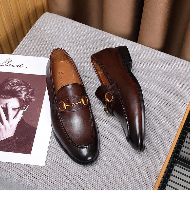 image-Men's Fashion British Vintage Horsebit Loafers