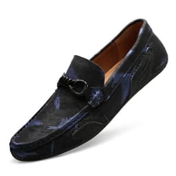 image-Men's Round Toe Breathable Leather Print Casual Leather Shoes
