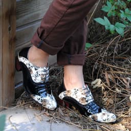 image-Trendy High Heel Men's British Print Skull Casual Leather Shoes