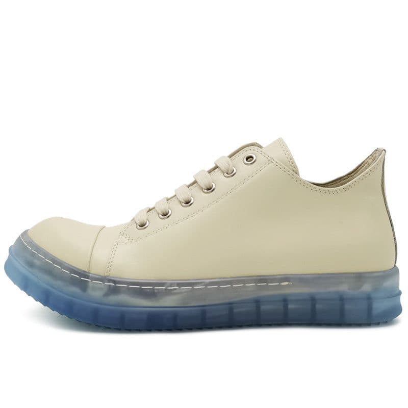 image-Men's Blue Transparent Sole Lace Up Beige Light Shoes