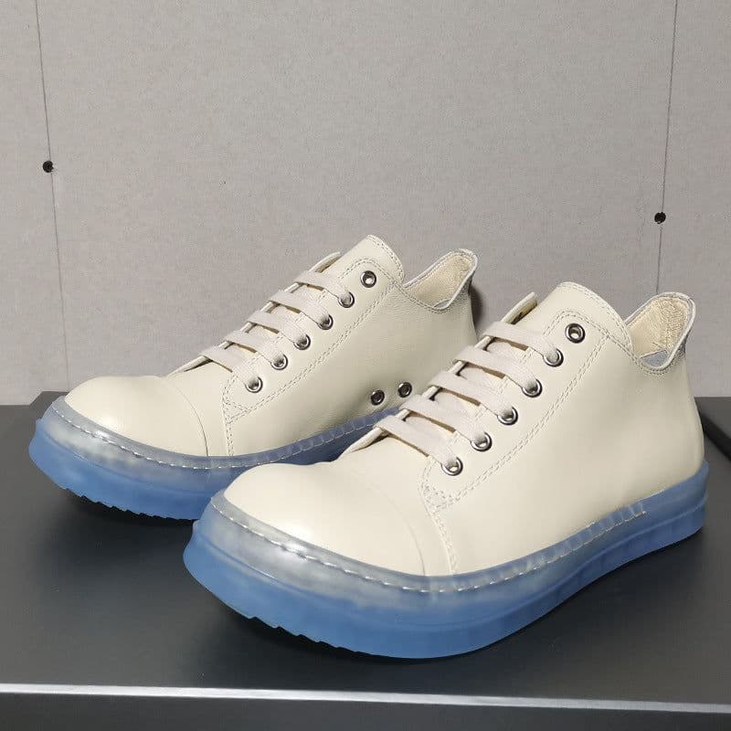 image-Men's Blue Transparent Sole Lace Up Beige Light Shoes