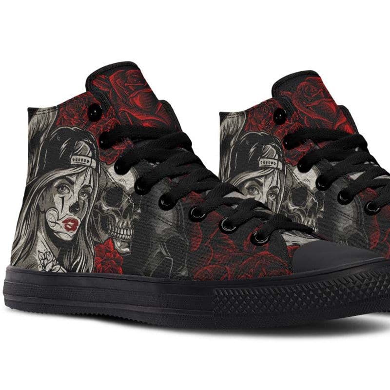 image-Fashion Printed Couple High Top Canvas Shoes