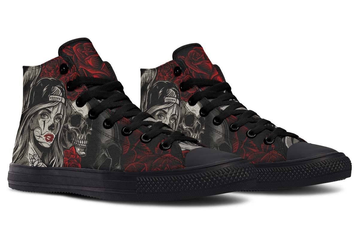 image-Fashion Printed Couple High Top Canvas Shoes