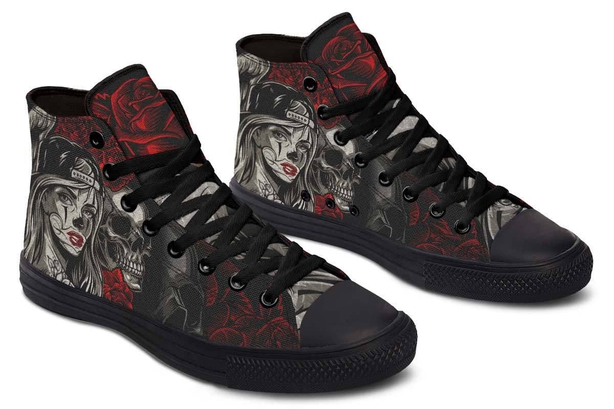 image-Fashion Printed Couple High Top Canvas Shoes