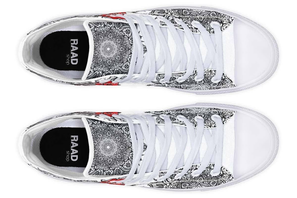image-Fashion Printed Couple High Top Canvas Shoes