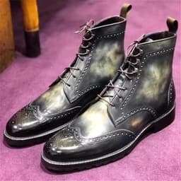 image-Vintage Lace Up Splicing Boots Fashion