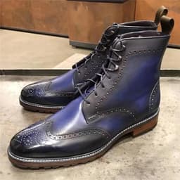image-Vintage Lace Up Splicing Boots Fashion