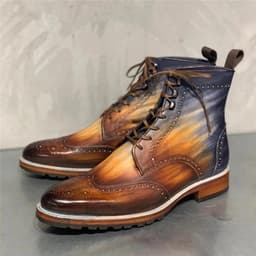 image-Vintage Lace Up Splicing Boots Fashion
