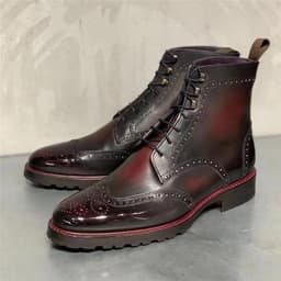 image-Vintage Lace Up Splicing Boots Fashion