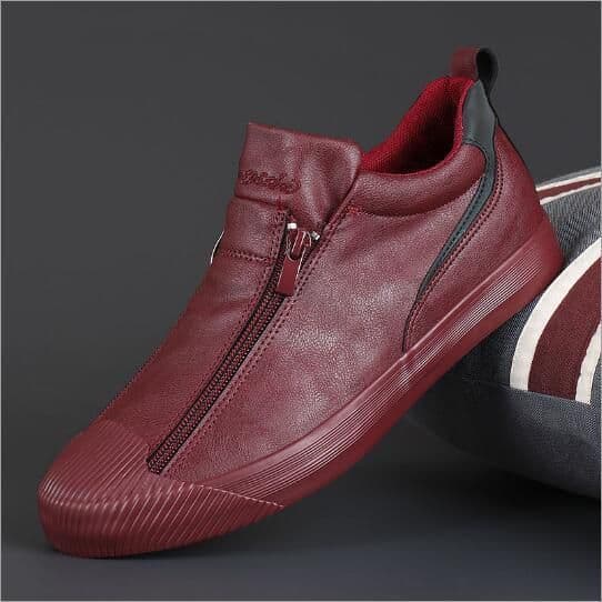 image-Double Zipper Casual Men Board Shoes