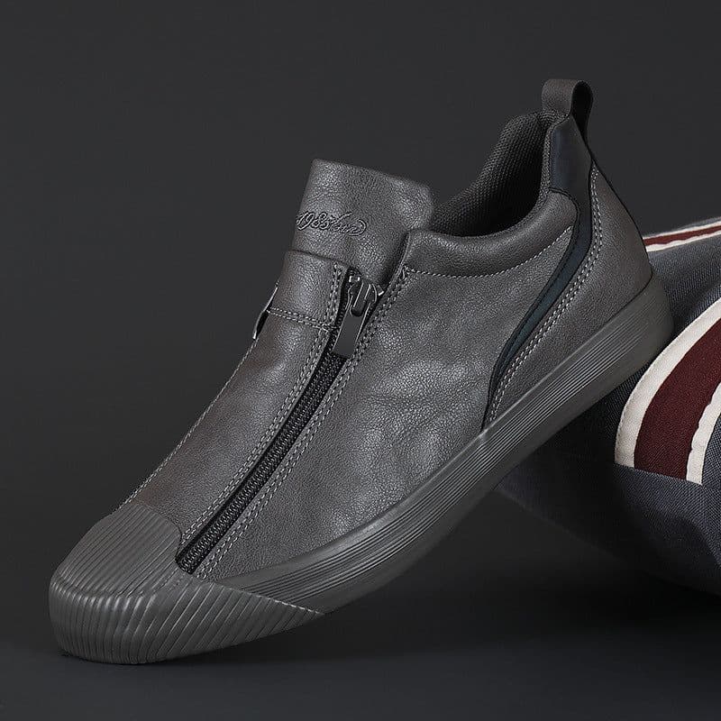 image-Double Zipper Casual Men Board Shoes