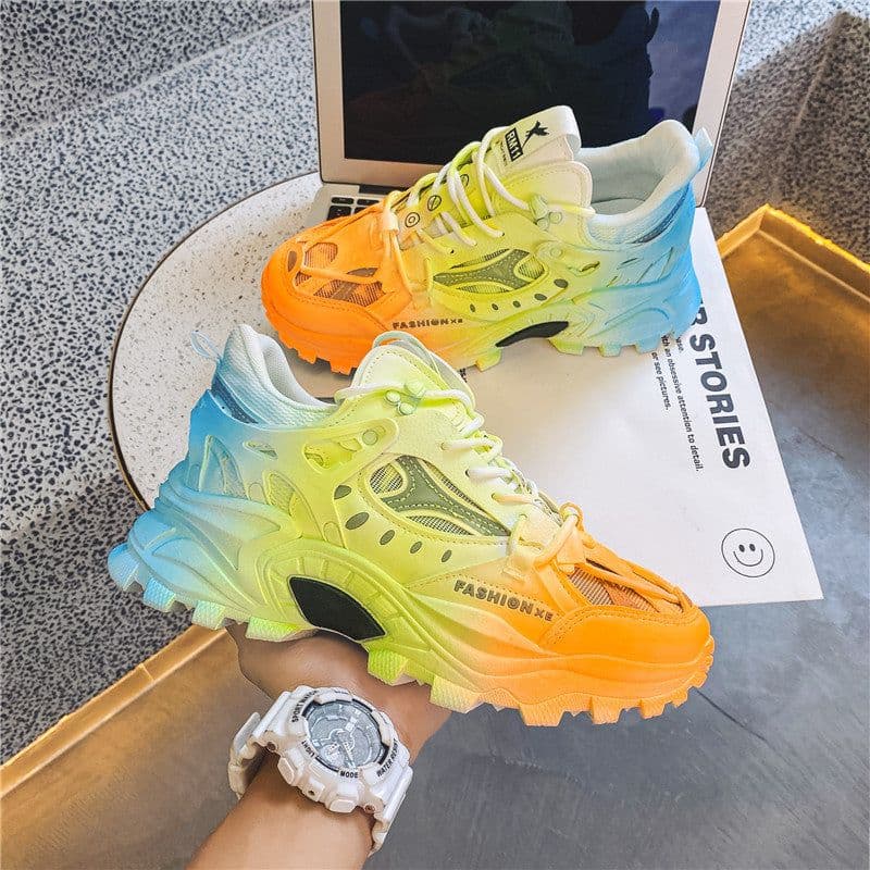 image-Mens Fashion Casual Reflective Thick-soled Sneakers