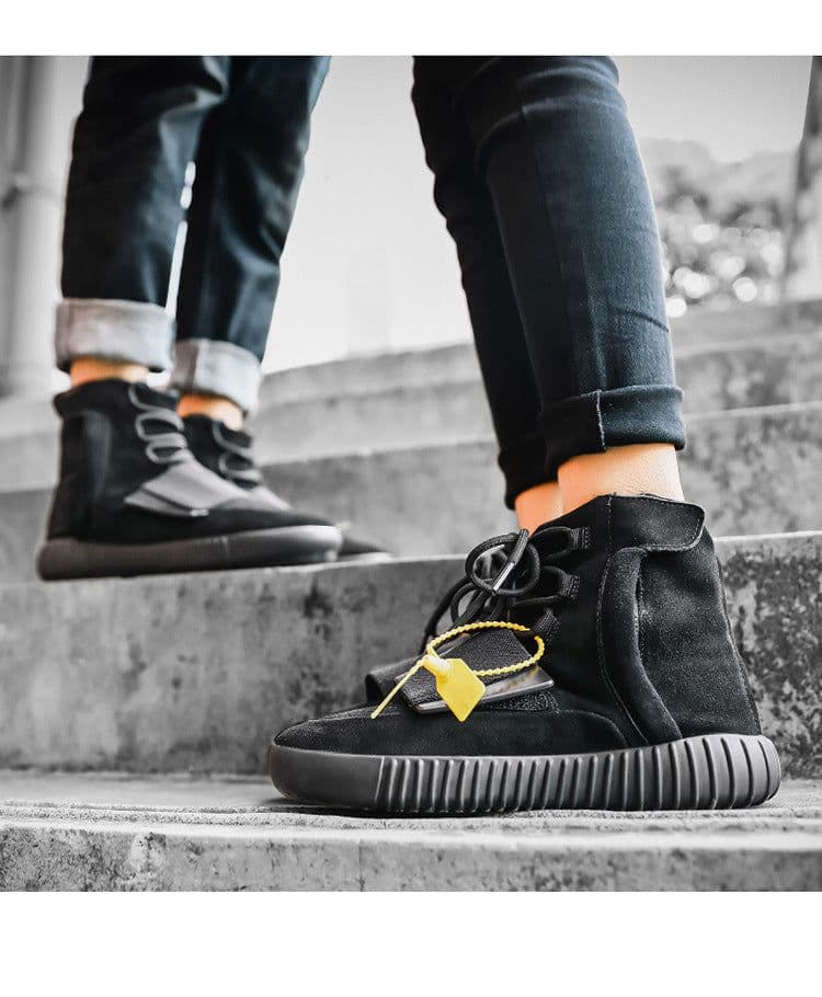 image-Winter Tide Shoes Black Noctilucent Gray Velcro Machine Black Warrior High-top Men's Shoes