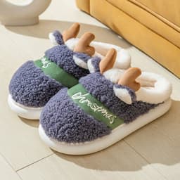 image-Christmas Shoes Winter Home Slippers Elk Soft Cozy Bedroom Slipper Slip On House Shoes