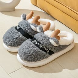 image-Christmas Shoes Winter Home Slippers Elk Soft Cozy Bedroom Slipper Slip On House Shoes