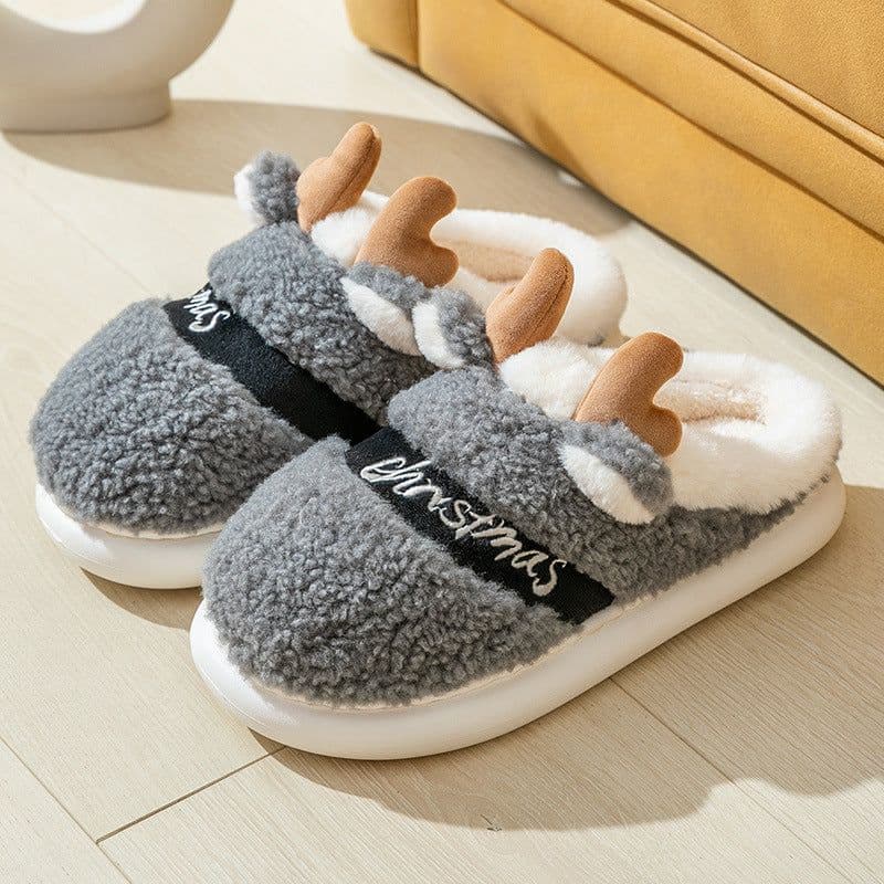 image-Christmas Shoes Winter Home Slippers Elk Soft Cozy Bedroom Slipper Slip On House Shoes