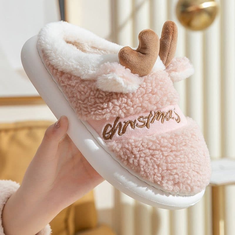 image-Christmas Shoes Winter Home Slippers Elk Soft Cozy Bedroom Slipper Slip On House Shoes