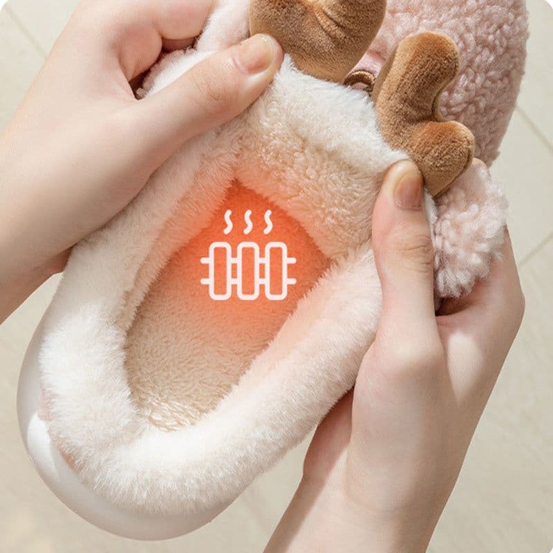 image-Christmas Shoes Winter Home Slippers Elk Soft Cozy Bedroom Slipper Slip On House Shoes