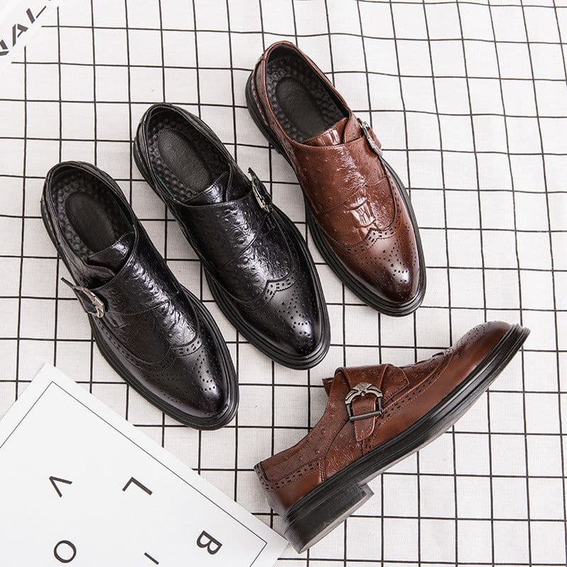 image-Brogue Men's Business Leather Shoes