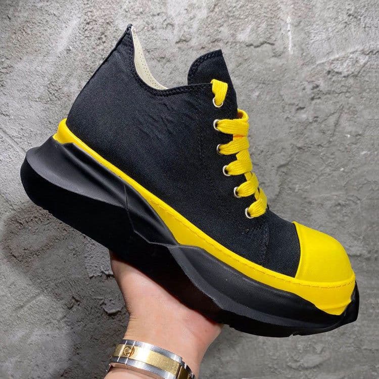 image-Double Bottom Satin Canvas Thick Bottom Low Top Casual Shoes