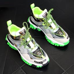 image-Men's Personality Lace Up Orange Green Printing Fashion Shoes