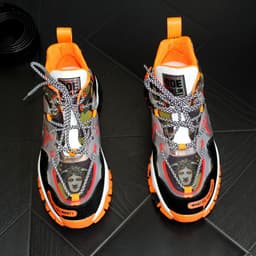 image-Men's Personality Lace Up Orange Green Printing Fashion Shoes