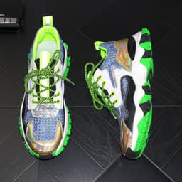 image-Men's Personality Lace Up Orange Green Printing Fashion Shoes
