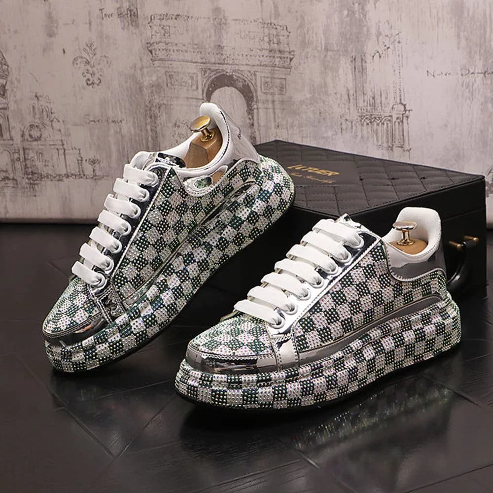 image-Platform Shoes Men's Fashion Rhinestone Tide Platform Shoes