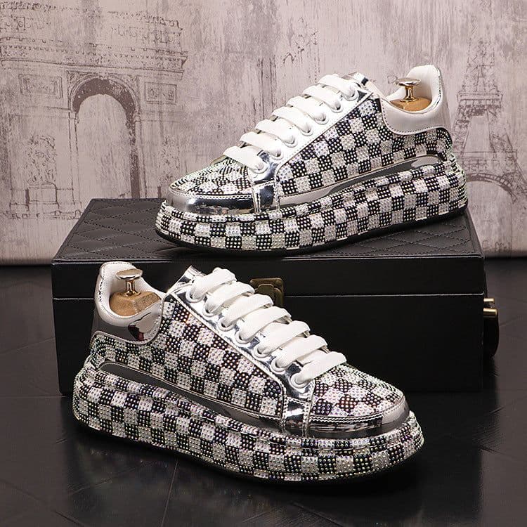 image-Platform Shoes Men's Fashion Rhinestone Tide Platform Shoes