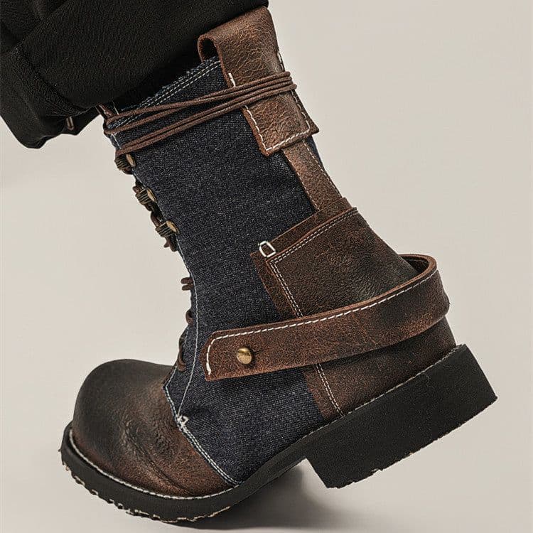 image-Outdoor Japanese Vintage Shoes Canvas Martin Boots