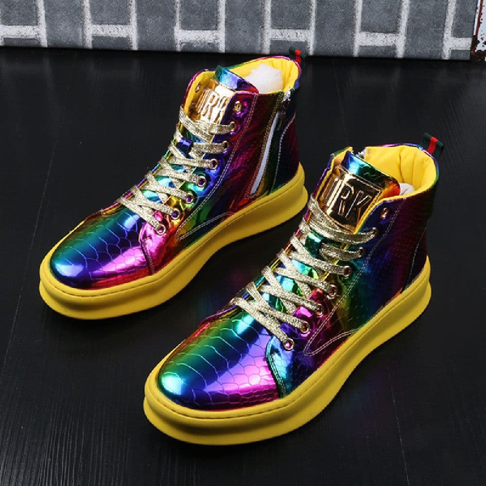 image-Men's Shoes Korean Bright Leather New Youth