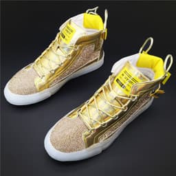 image-Golden High-top Shoes Korean Rhinestones