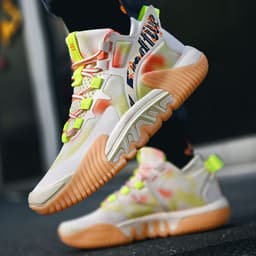 image-New Men's Fly Woven Basketball Shoes Mesh Sports High Top Breathable