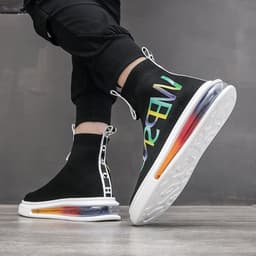 image-Men's High Top Socks Shoes Fly Knit Breathable