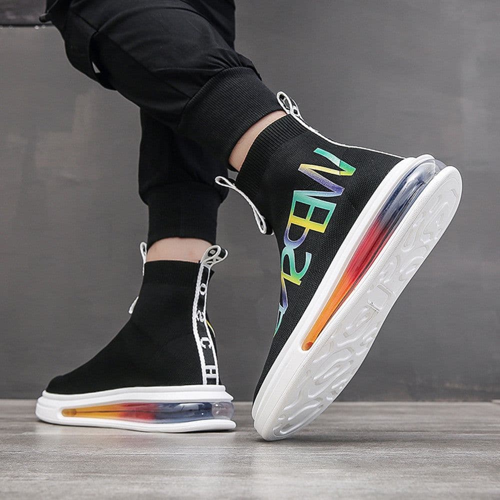image-Men's High Top Socks Shoes Fly Knit Breathable