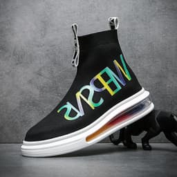 image-Men's High Top Socks Shoes Fly Knit Breathable