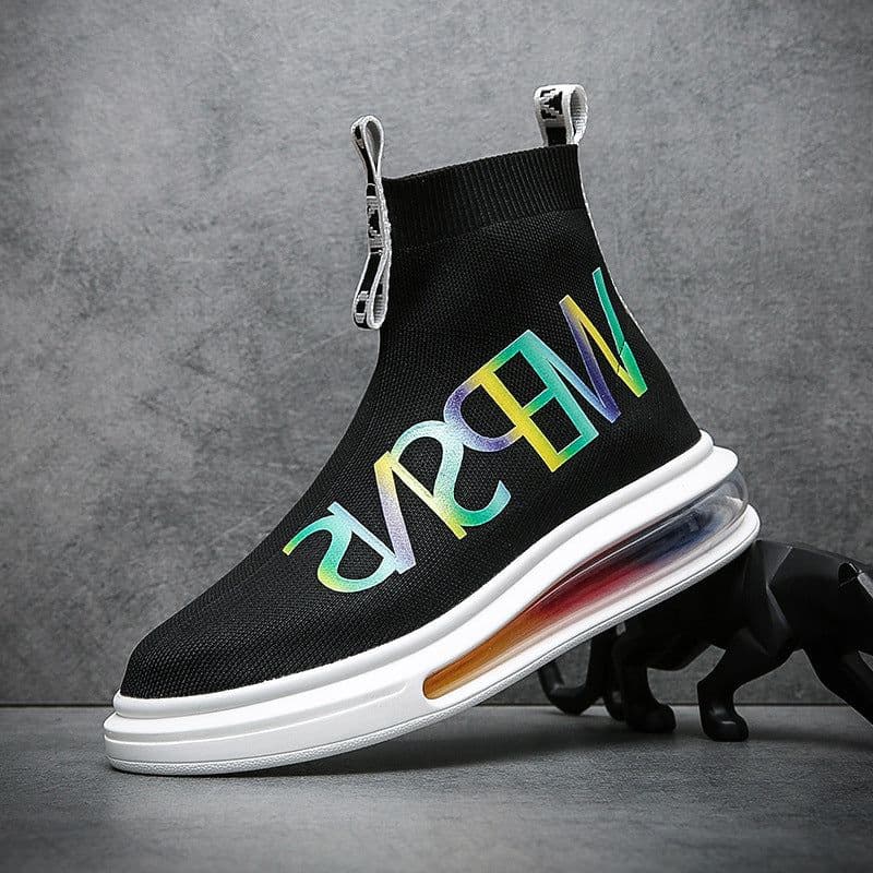 image-Men's High Top Socks Shoes Fly Knit Breathable