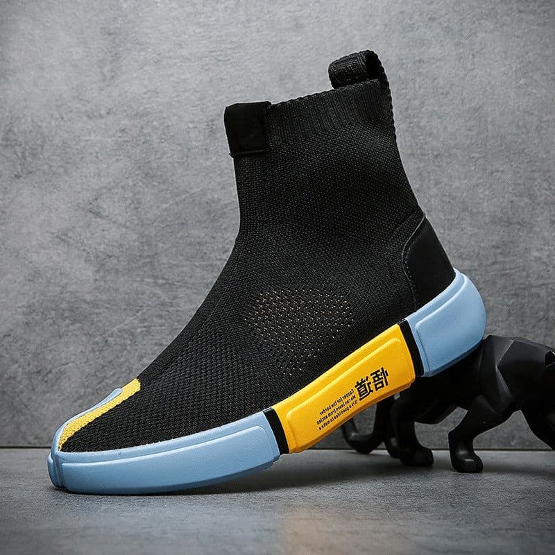 image-Men's Flying Woven Shoes Breathable High Top
