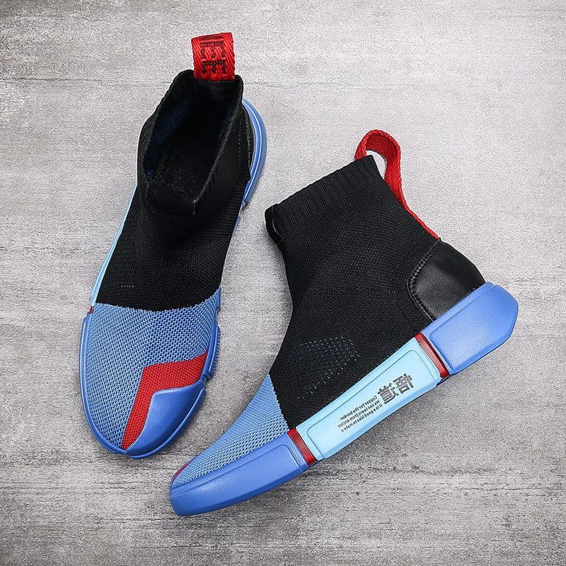 image-Men's Flying Woven Shoes Breathable High Top