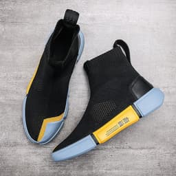 image-Men's Flying Woven Shoes Breathable High Top